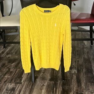 Polo by Ralph Lauren Yellow Cable-Knit V-Neck Sweater